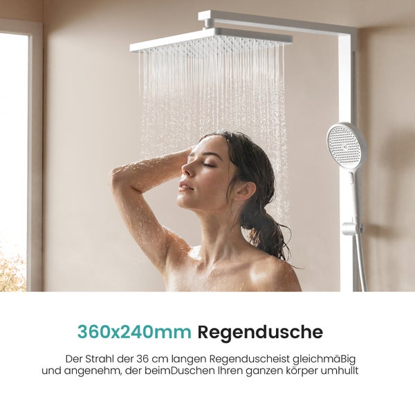 Žena pod 360x240 milimetrovou dešťovou sprchou