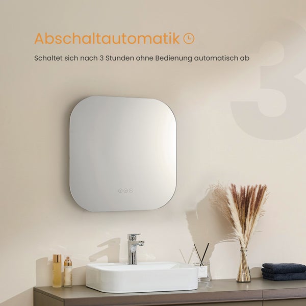 Nástěnné zrcadlo s LED osvětlením a funkcí automatického vypnutí po třech hodinách do koupelny
