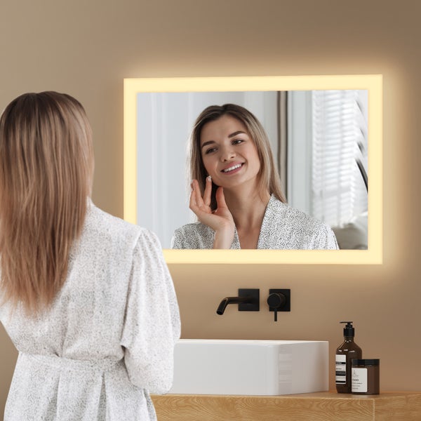 EMKE LED koupelnové zrcadlo 60 x 40 cm, teplá bílá