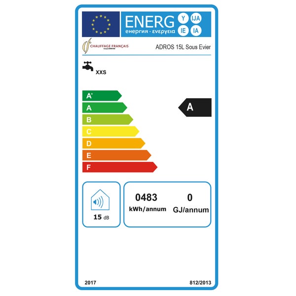 Energetický štítek pro ADROS 15L pod umyvadlo