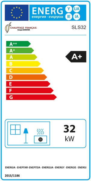 Energetický štítek pro topidlo s A+ a 32 kW