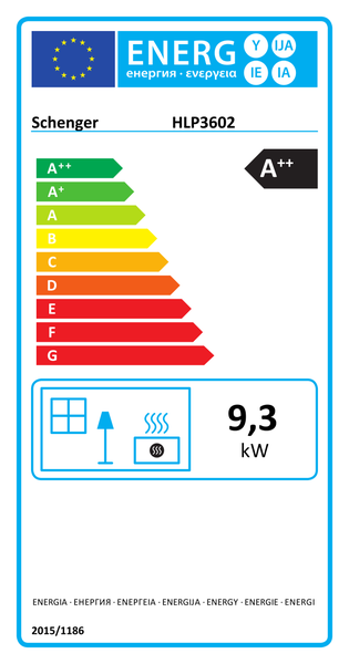 Energetický štítek Schenger HLP3602, třída energetické účinnosti A++
