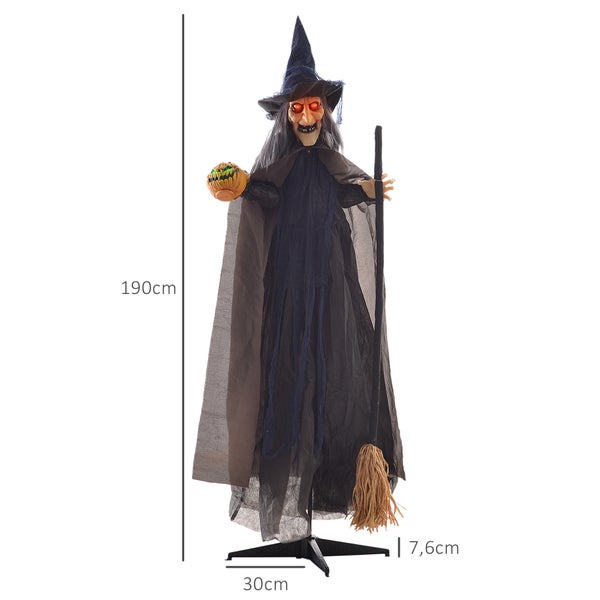Halloweenská čarodějnice s koštětem a dýní, výška 190 cm