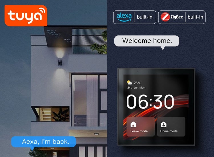 Chytrý ovládací panel Tuya s integrovanou technologií Amazon Alexa a Zigbee pro ovládání vaší chytré domácnosti.