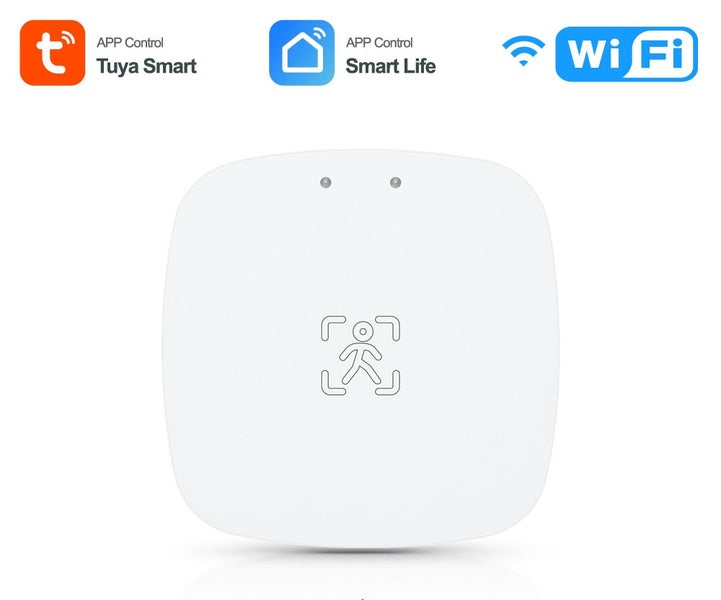 Inteligentní detektor přítomnosti s funkcí Wi-Fi, kompatibilní s aplikacemi Tuya Smart a Smart Life.
