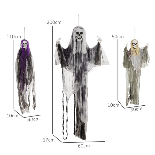 Dekorativní halloweenské postavy duchů v různých velikostech