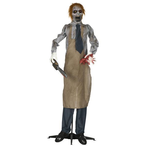 Halloweenská dekorace animované zombie postavy s motorovou pilou