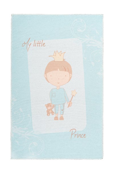 Dětský koberec My little Prince s ilustrací malého prince s korunkou, medvídkem a hvězdnou hůlkou.
