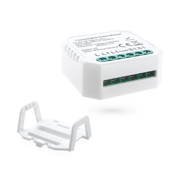 Jednokanálový Zigbee spínací modul pro chytrou domácnost s montážním držákem