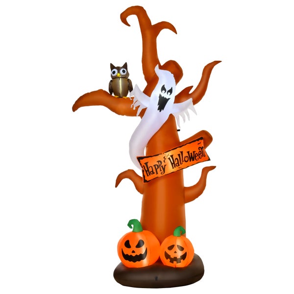 Nafukovací halloweenská dekorace se stromem, duchem, sovou a dýněmi