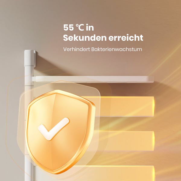 Symbol pro prevenci růstu bakterií dosažením 55 stupňů Celsia během několika sekund