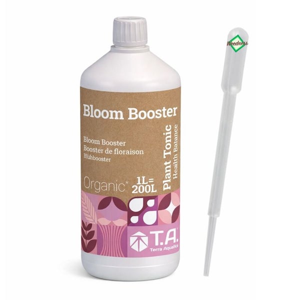 Hnojivo na rostliny Terra Aquatica Bloom Booster litrová láhev s pipetou pro organický růst rostlin a tvorbu květů