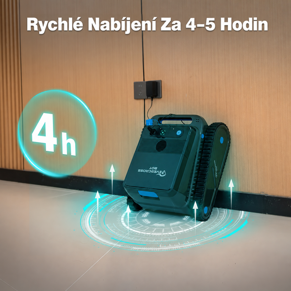 Bazénový vysavač se nabíjí za čtyři až pět hodin