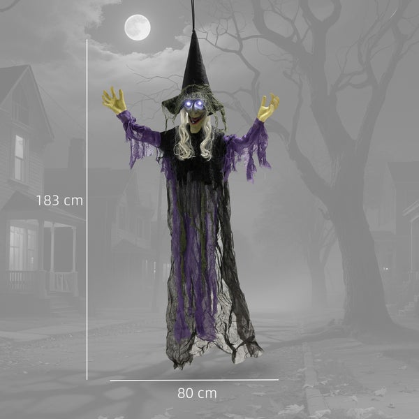 Halloweenská závěsná dekorace, čarodějnice s osvětlením, výška 183 cm