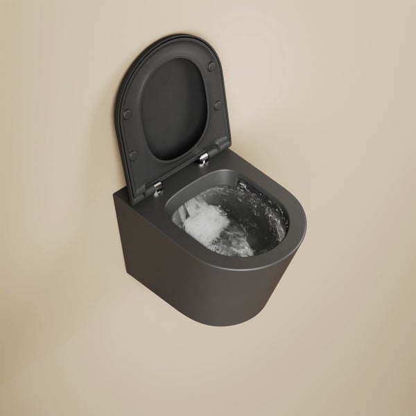 Závěsné WC z keramiky se sedátkem během splachování