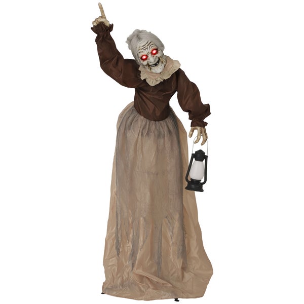 Halloweenská dekorace strašidelné stařenky s lucernou