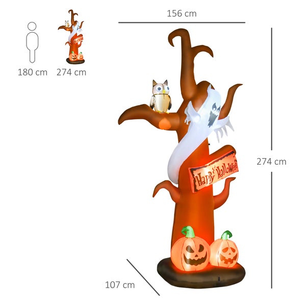 Halloweenská stromová dekorace s duchem, sovou a dýněmi s rozměry