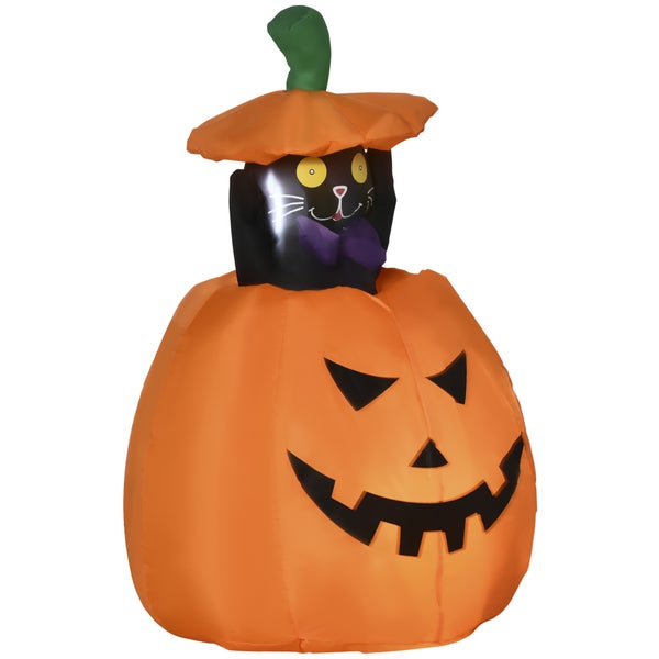 Halloweenská dekorace nafukovací dýně s kočkou