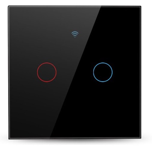 Dotykový vypínač světla Wi-Fi se dvěma tlačítky ze skla pro ovládání inteligentní domácnosti