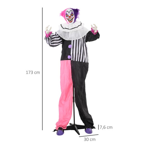 Animovaný klaun o velikosti 173 cm jako halloweenská dekorace