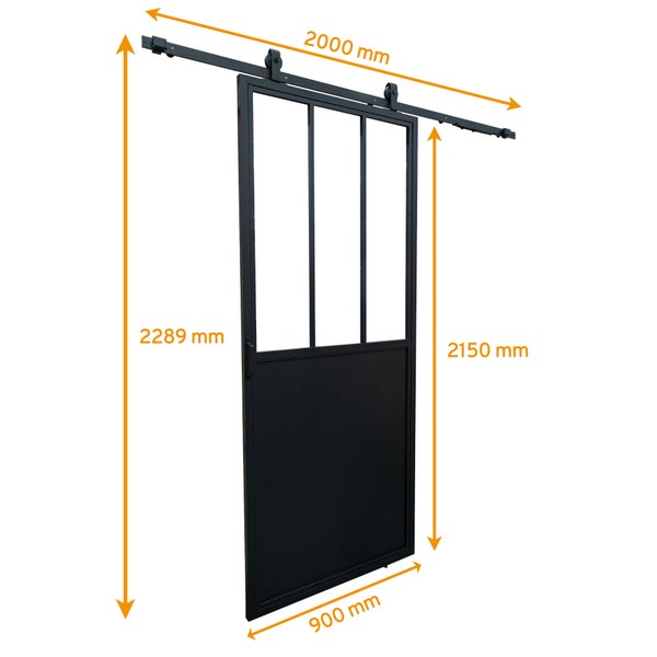 Posuvné dveře o rozměrech 2289 mm výška, 2000 mm délka a 900 mm šířka