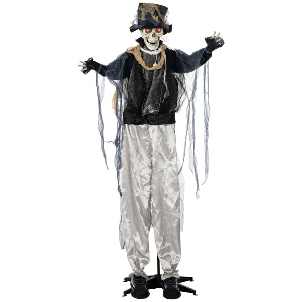 Animovaný halloweenský duch s kloboukem a zářícíma očima jako dekorace