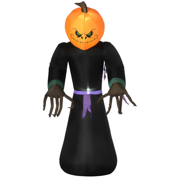 Halloweenská dekorační figurka s dýňovou hlavou a černým rouchem