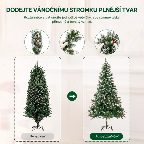 Návod na vytvarování větví umělého vánočního stromku pro získání plného a přirozeného vzhledu.