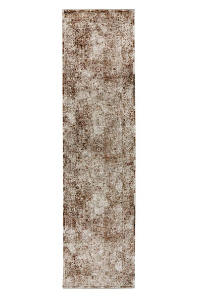 Dlouhý běhoun do chodby s vintage designem a opotřebovaným vzhledem