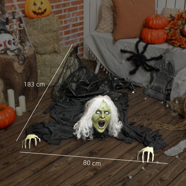 Halloweenská dekorace: Lezoucí čarodějnice o rozměrech 183 cm x 80 cm.