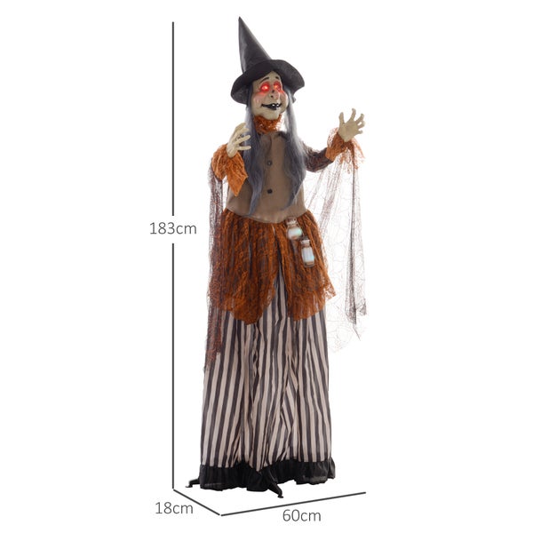 Halloweenská dekorační figurka čarodějnice, 183 cm vysoká, stojící, se světelnými efekty