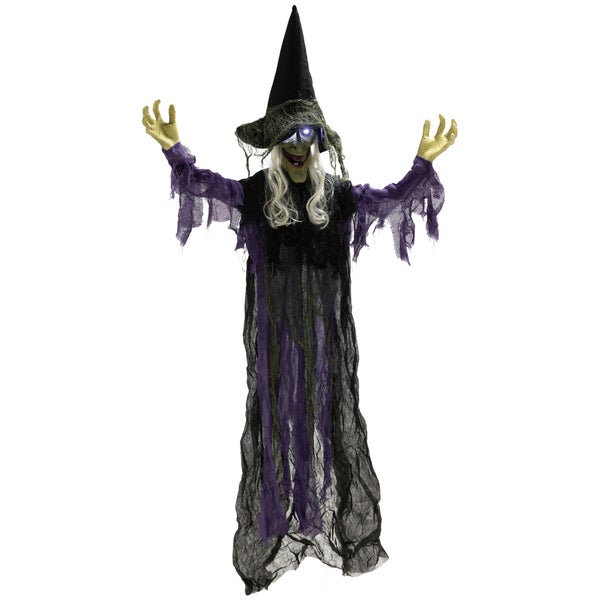 Dekorativní čarodějnice na Halloween se svítícíma očima a cáry látky