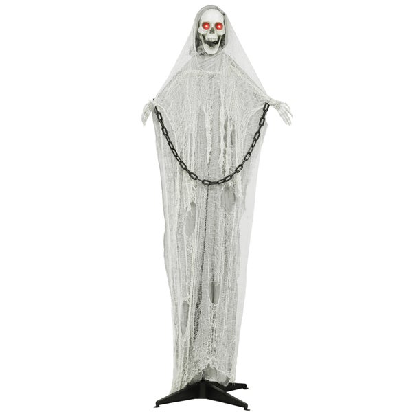 Dekorační duch s řetězem a červenýma očima jako halloweenská dekorace